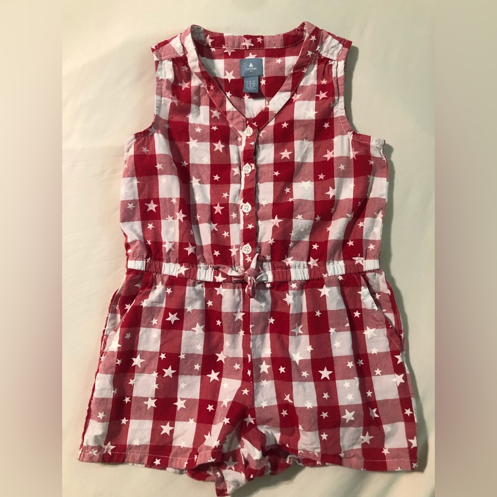 🌟Festive 4th Gap Red Plaid and White Star Romper🌟